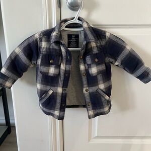 GAP Kids Plaid Jacket - Navy and Cream
